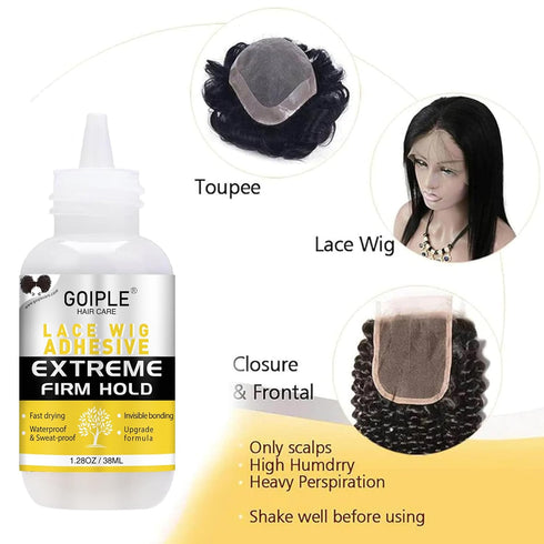 Goiple Wig Glue Lace Glue for Lace Front Lace Wigs, Waterproof Lace Front Wig Glue for Wigs, Strong Hold Transparent Lace Adhesive for Hair Replac...