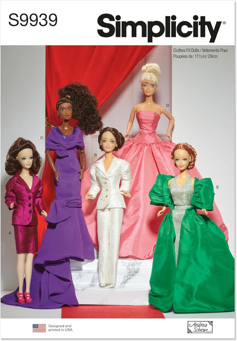 Simplicity 11.5" Doll Clothes Sewing Pattern Packet by Andrea Schewe Design Code S9939, Multicolor...