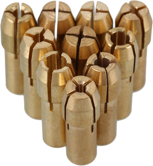 CNBTR 0.5-3.2mm Brass Collet Drill Chuck Fits Rotary Tools Electric Grinding Drill Collect Chuck Holder Pack of 10 (4.8mm Shank Dia.)...