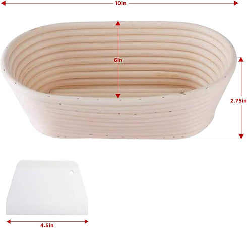 2 Pack 10 Inch Oval Bread Proofing Basket for Sourdough Bread - Bread Basket Baking Bowl With Bread Lame & 5 Blades,Dough Scraper and Linen Liner ...