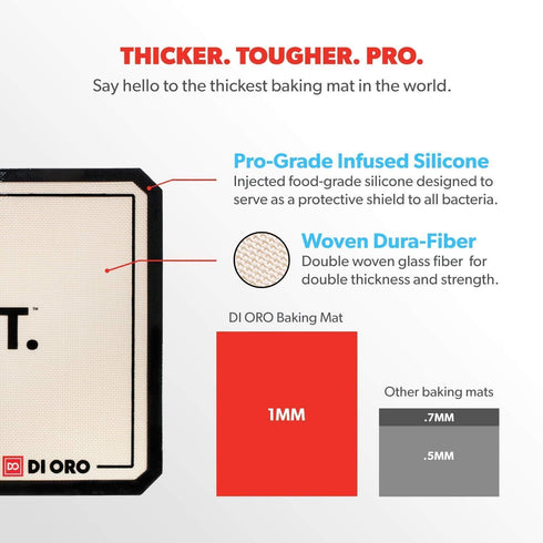 DI ORO Silicone Mats for Baking - Baking Mats Silicone for Baking Sheets - 480°F Heat-Resistant Nonstick Silicone Cooking Mats & Oven Liners - 16 ...