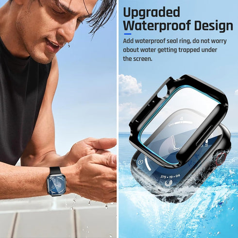 Goton Waterproof Case for Apple Watch 41mm Series 9 8 7 with Tempered Glass Screen Protector, iWatch Full Protective Hard PC Bumper Case Face Cove...