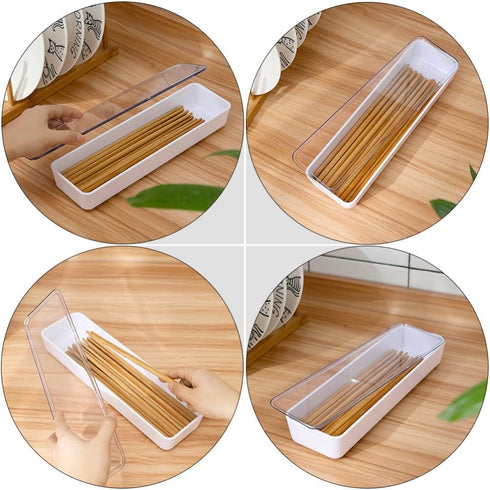 Cabilock Flatware Tray With Lid Kitchen Drawer Organizer With Lid And Drainer Plastic Kitchen Cutlery Tray and Utensil Storage Container with Cove...