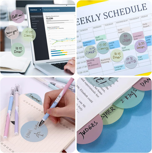 BABORUI 400Sheets Transparent Sticky Notes, Round Morandi Clear Sticky Note Tabs, Small Translucent Bible Sticky Tabs for Annotating Books, Aesthe...