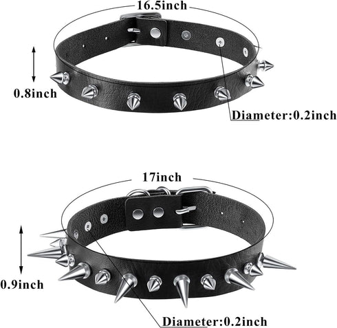 Hicarer 4 Pieces Cool Punk Women Men Biker Choker Heart Gothic Halloween Choker Necklace PU Leather Studded Stone (Black) Faux Leather, Faux Leath...
