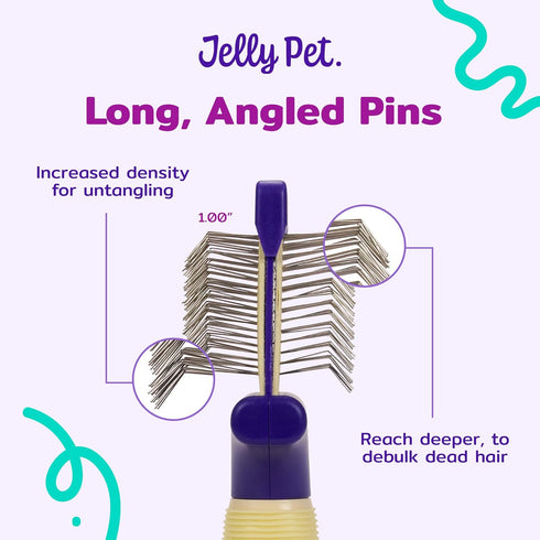 Double Sided Dog Slicker Brush, Longer Pins, Flexible Head, Fine/Coarse Sides, Removes Unwanted Tangles, Small, Purple...