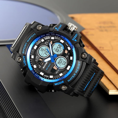 Military Men's Sports Analog Quartz Watch Dual Display Alarm Digital Watches with LED Backlight...