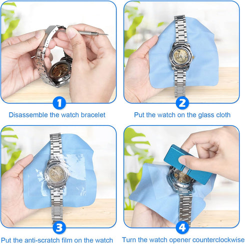 Watch Battery Replacement Kit, Watch Back Remover for Rotate Open Watch Cover, Watch Opening Tool, Watch Strap Removal, Watch Case Opener with Ant...