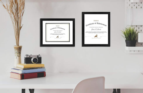 Golden State Art, 11x14 Diploma Frame for 8.5x11 Document & Certificates with Mat, Or 11x14 Without Mat, Real Glass, Double Mat (Black with White/...