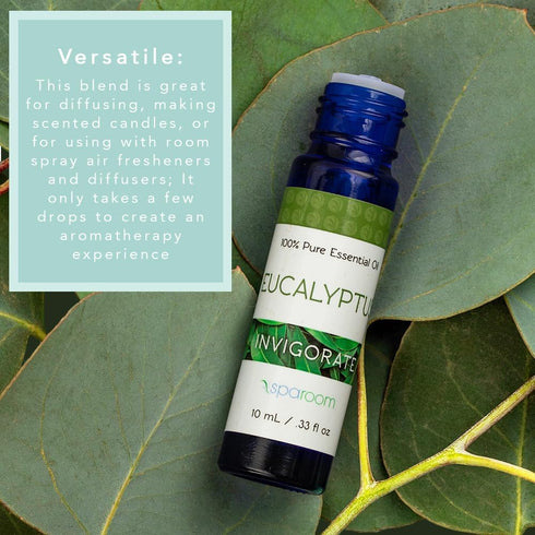 SpaRoom Aromatherapy 100% Pure Essential Oils for Diffusers and Air Freshners, Invigorate Eucalyptus, 10 mL...
