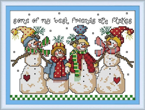CaptainCrafts Cross Stitch Kits Counted Unpreprinted Fabric DIY Art Embroidery Kits for Adults Beginners Gift Home Decor Snowman (White)...
