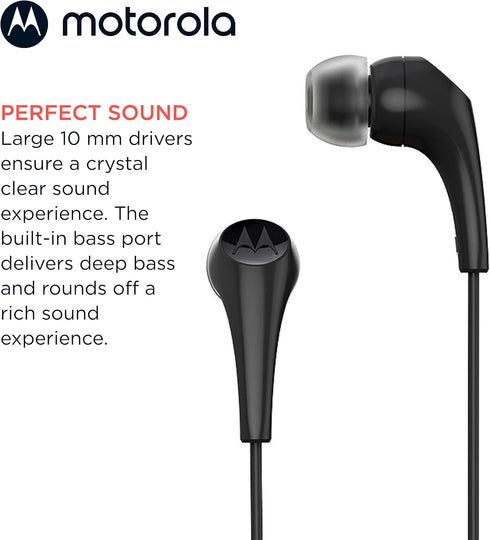 Motorola Wired Earbuds with Microphone - Earbuds 2-S Corded in-Ear Headphones, Control Button for Calls/Music, Comfortable Lightweight Silicone Ea...