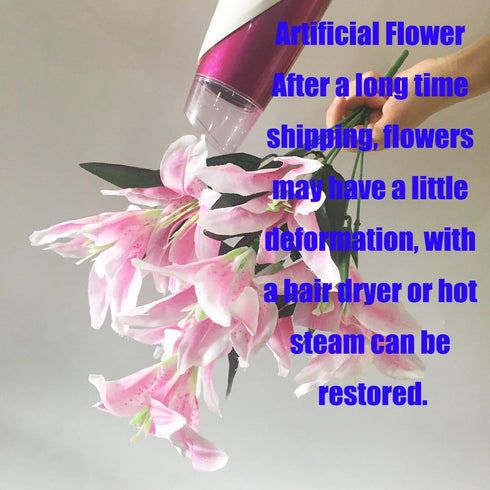 Artificial Lily 10 Heads Fake Lily Artificial Flower Wedding Party Decor Bouquet Home Hotel Office Garden Craft Art Decor Orange...