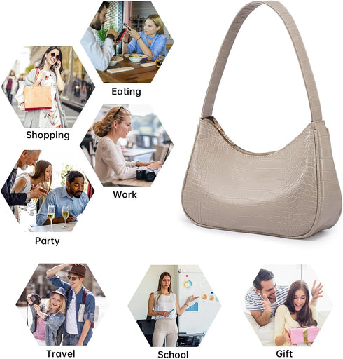 LOVEVOOK Shoulder Bag for Women, Small Purses Croc Pattern Clutch Purse Vegan Leather Little Purse Cute Mini Handbag...