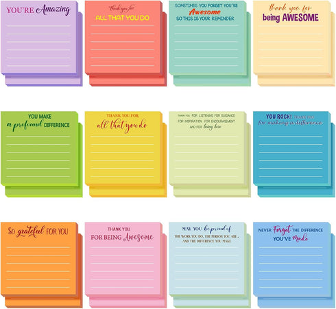 Yinder 24 Pcs Employee Appreciation Sticky Notes Thank You Gifts Bulk End of Year Teacher Gift Mini Pocket Inspirational Notepads for Coworker Gra...