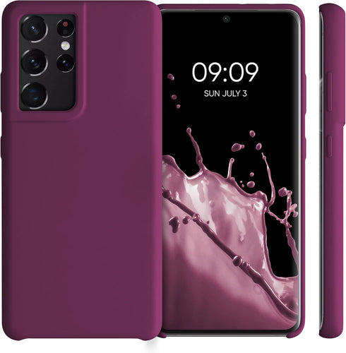 kwmobile Case Compatible with Samsung Galaxy S21 Ultra Case - TPU Silicone Phone Cover with Soft Finish - Bordeaux Violet...