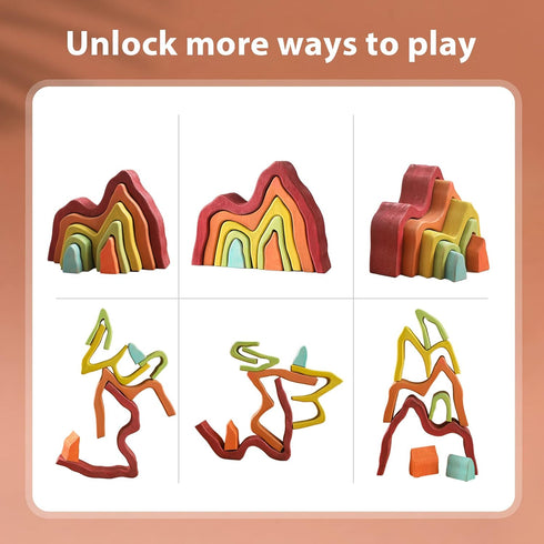 Wooden Rainbow Stacking Toy | House Bulding Block | Montessori Geometry Educational Stacking Game | Learning Educational Toys for Kids Baby Toddle...