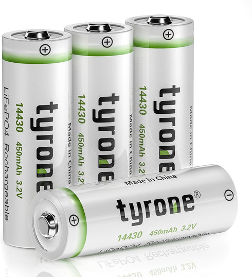 tyrone 14430 3.2 Volt Rechargeable Solar Light Battery,3.2V 450mAh 14430 Rechargeable Battery for Outdoor Garden Light, Solar Panel Light, Tooth B...