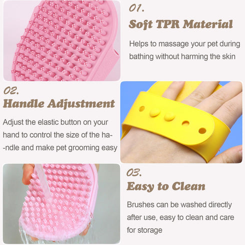 4Pack Pet Grooming Brush Kit, Aoche Dog Bath Brush Flea Comb for Dogs Pet Shampoo Brush Soothing Massage Rubber Comb Flea Lice Comb Cat Tear Stain...