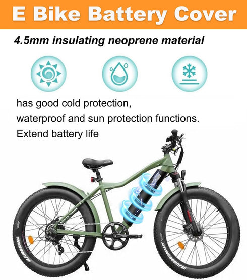 E Bike Battery Cover, Reflective Battery Protective Cover E-Bike at Night, Bicycle Thermal Cover Waterproof Dustproof Bag for Battery in Downtube,...