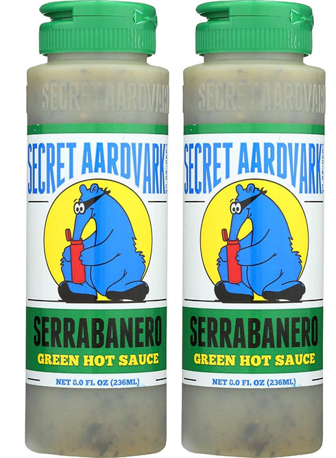 Secret Aardvark Serrabanero Green Hot Sauce | Made with Serrano & Green Habanero Peppers | Non-GMO, Low Carb, Low Sugar | Awesome Hot Sauce & Mari...