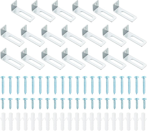 PATIKIL Whiteboard Mounting Hardware, 20 Set White Board Wall Hanger Installation Support Fastener L Shape Mount Bracket Board for Office Classroo...