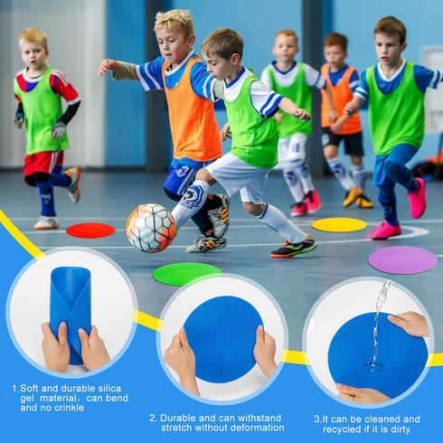9inch Spot Markers Flat Field Cones? Non Slip Rubber Agility Markers Flat Field Cones ? for Soccer Basketball Sports Speed Agility Training ?12 pc...