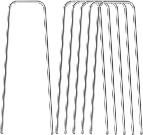 20 Pack Landscape Staples 6 Inch Galvanized Lawn Pins Staples Garden Stakes Plant Cover Stakes 11 Gauge Tent Stakes Landscaping Fabric SOD Yard Pi...