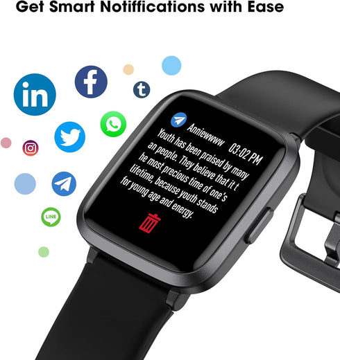 EURANS Smart Watch 41mm, Full Touchscreen Smartwatch, Fitness Tracker with Heart Rate Monitor & SpO2, 50 Meters Waterproof Pedometer Watch for Wom...