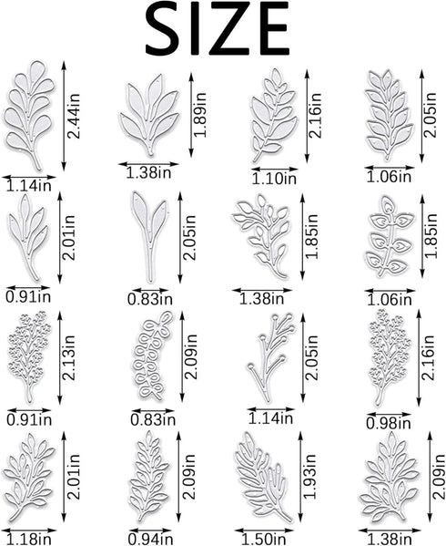 Leaves in 16 Shape Metal Cutting Dies Stencil Template Molds, Embossing Tool Die Cuts for Card Making Album Paper Scrapbooking DIY Etched Dies Cra...