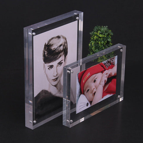 Clear Acrylic Photo Frame,Magnetic Perspex Picture Holders Table Standing Double Side Displays (2.5x3.5)...