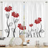 Riyidecor Red Flower Kitchen Curtains for Christmas 27.5x39 Inch Floral Petals Rod Pocket Leaves Lines Woman White Plant Printed Living Room Bedro...