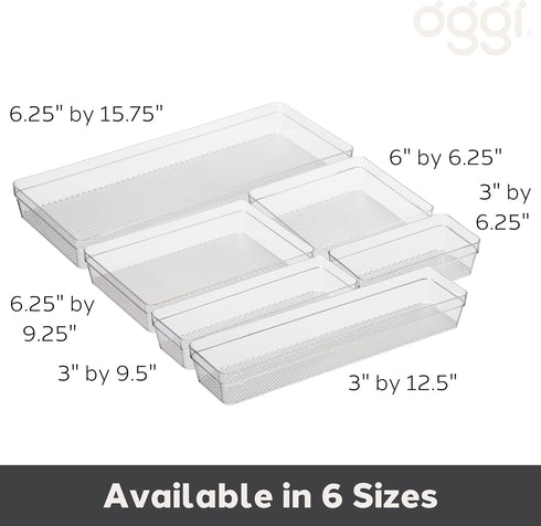 Oggi Clear Drawer Organizer - 3" X 12.5" - Ideal for Organizing Kitchen Drawers, Office, Desk, Silverware, Kitchen Utensils, Cosmetics and Bathroo...