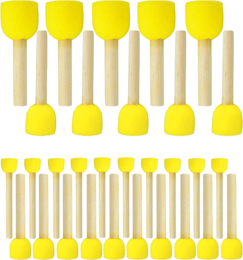 WAFJAMF 30 Pcs Assorted Size Round Sponges Brush Set 4 Sizes DIY Painting Tools- Yellow...