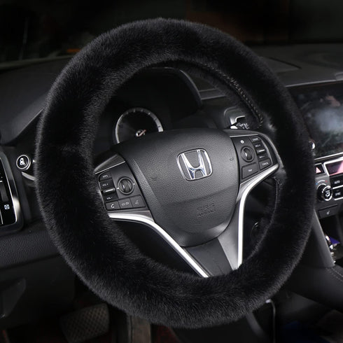 Dotesy 4 Pcs/Set Fluffy Faux Wool Car Steering Wheel Cover & Furry Auto Center Console Cover & Gear Shift Knob Cover & Handbrake Cover Universal W...