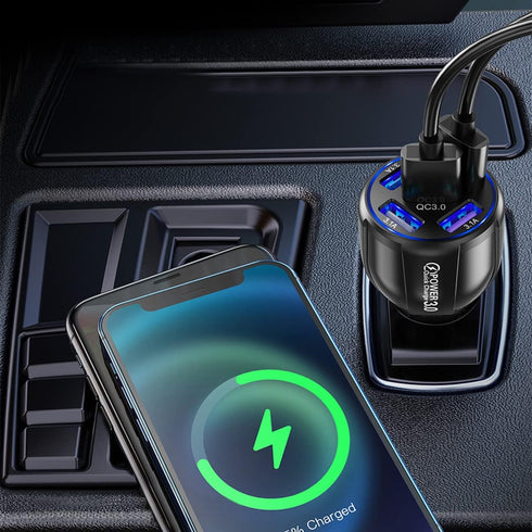 2 Pack USB Charger for Car, QC 3.0 Fast Car Charger Adapter with 5 Ports, Cigarette Lighter Car Adapter, Compatible with iPhone 13/Pro/Pro Max, 12...