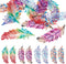 DELORIGIN 16pcs Rainbow Feather Charms Earring Making Kit Stainless Steel Linking Pendant Earring Component Connectors with 16pcs Earring Hooks Ju...
