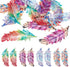 DELORIGIN 16pcs Rainbow Feather Charms Earring Making Kit Stainless Steel Linking Pendant Earring Component Connectors with 16pcs Earring Hooks Ju...