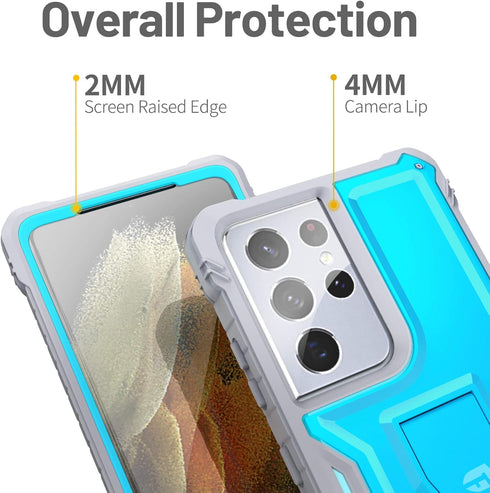 FITO for Samsung Galaxy S21 Ultra 5G Case, Dual Layer Shockproof Heavy Duty Case for Samsung S21 Ultra 5G Phone Built-in Kickstand, Without Screen...