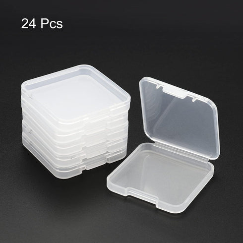 PATIKIL Clear Storage Container with Hinged Lid 40x6.5mm, 24 Pack Plastic Square Box for Beads Art Craft...