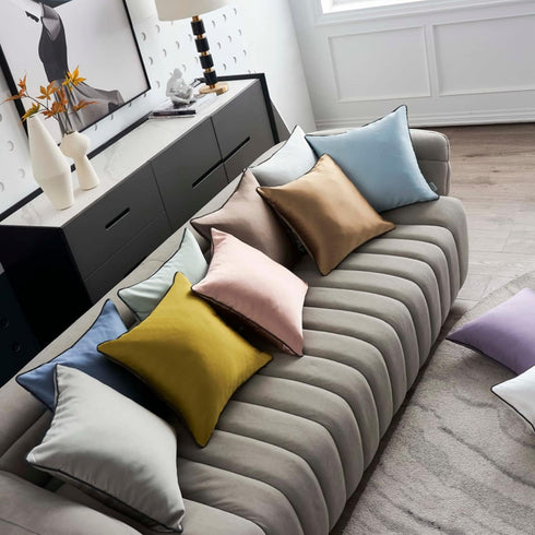 Black Pillow Covers Decorative Throw Pillow Cover Solid Satin Fabric Black and White Piping Living Room Couch Bedroom Sofa Square Cushion Cover Pi...