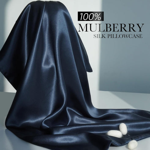 100% Mulberry Silk Pillowcase for Hair and Skin, 22 Momme Pure Natural Silk Pillow Case Both Sided with Zipper, Pillow Cover for Women Mom Men (Na...