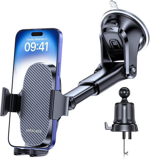 Miracase 3-in-1 Cell Phone Holder for Car, Universal Car Phone Holder Mount for Car Dashboard Air Vent Windshield Compatible with iPhone15 14 13 1...