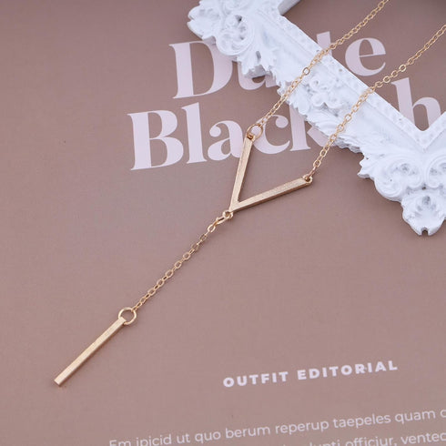 Vintage Long Bar Drop Y Necklace Bar Pendant Necklace Gold V Shape Necklace Bar Y Lariat Necklace Jewelry for Women...