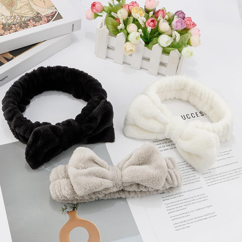 Spa Headband, Headband for Washing Face, Makeup Headband, Skincare Headband, Face Wash Headband, Khaki Bow Tie Puffy Hair Band, Teen Girl Gifts Tr...