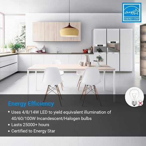 DEWENWILS LED 3 Way Light Bulbs, 40/60/100W Equivalent Three Way A19 LED Light Bulbs, E26 Medium Base 2700K Warm White Glow, 500/1000/1600LM Brigh...