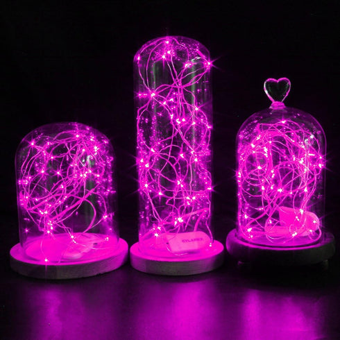 CYLAPEX 6 Pack Pink Fairy Lights String Battery Operated Fairy Lights Firefly Lights LED Starry String Lights 3.3ft 20 LEDs Silvery Copper Wire fo...