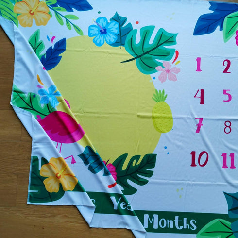 Flamingo Baby Month Milestone Blanket for Photo Taken - Baby Age Blanket - Flamingo Themed Party...