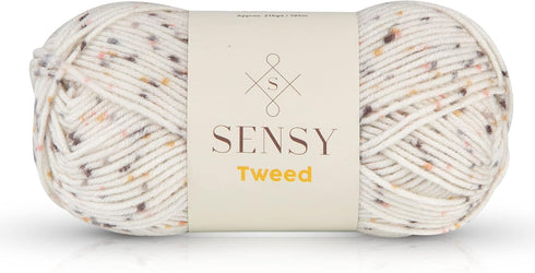 Sensy Tweed Yarn, 3.5 oz, 214 Yards, Gauge 4 Medium (White)...