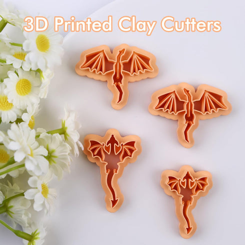 Puocaon Dragon Polymer Clay Cutters - 4 Pcs Dragon Clay Cutters for Polymer Clay Earrings Jewelry, Legendary Creature Animal Clay Cutters for Poly...